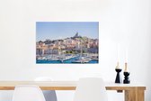 Canvas Schilderij Haven - Marseille - Boten - 60x40 cm - Wanddecoratie