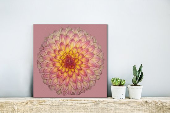 Dahlia 'wootton phoebe toile 20x20 cm - petit - tirage photo sur toile (Décoration murale salon / chambre)