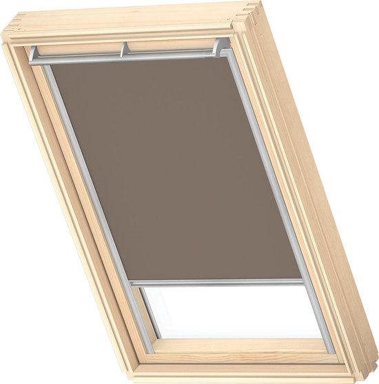 Store enrouleur occultant d'origine VELUX (DKL), cadre argenté, MK04, gris chaud