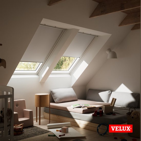 VELUX Store à enrouleur occultant d'origine (DKL), cadre argenté, PK08, beige