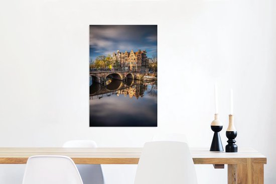 Canvas Schilderij Typische herfstimpressie van de Prinsengracht in Amsterdam - 60x90 cm - Wanddecoratie