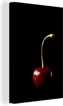 Photo sombre d'une cerise solitaire sur fond noir Toile 20x30 cm - petit - Tirage photo sur toile (Décoration murale salon / chambre)