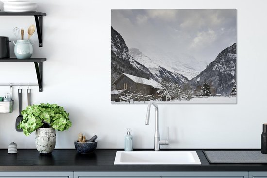 Chalet en bois au Schilthorn en Suisse Toile 80x60 cm - Tirage photo sur toile (Décoration murale salon / chambre)