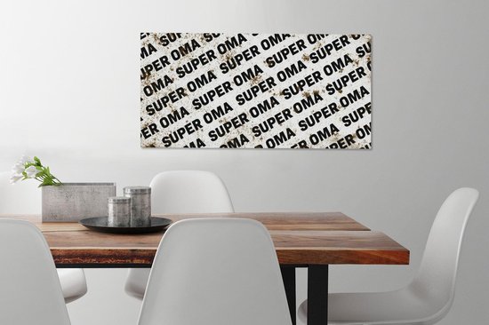 Canvas schilderij 80x40 cm - Wanddecoratie Oma - Spreuken - Quotes - Super oma - Muurdecoratie woonkamer - Slaapkamer decoratie - Kamer accessoires - Schilderijen - Moederdag cadeautje - Cadeau voor moeder - Tekstbord