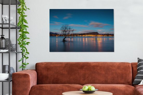 The Wanaka Tree at Lake Wanaka in New Zealand Canvas 120x80 cm - Tirage photo sur toile (Décoration murale salon / chambre)