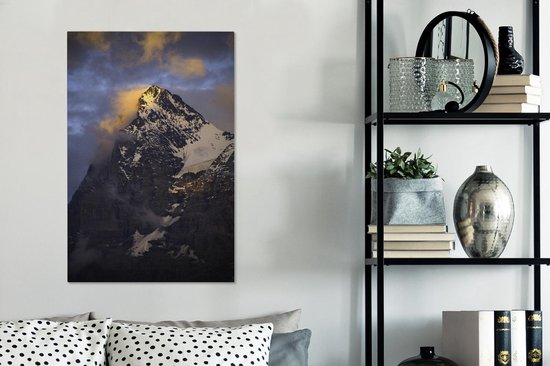 Cloudy Eiger au coucher du soleil en Suisse Toile 60x90 cm - Tirage photo sur toile (Décoration murale salon / chambre)