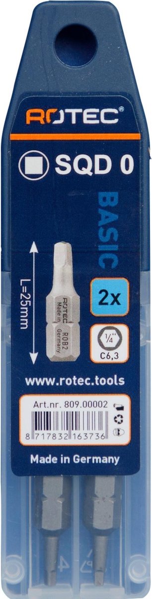 PRO Bit SQD-0   25 mm (vierkant robertson) 2 stuks