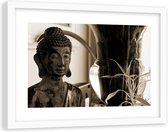 Foto in frame , Boeddha met vaas  , 120x80cm , Multikleur , Premium print