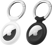 2-Pack Apple AirTag-Sleutelhanger ESR - PU Leren AirTag hanger - AirTag Hoesje - Zwart/Wit