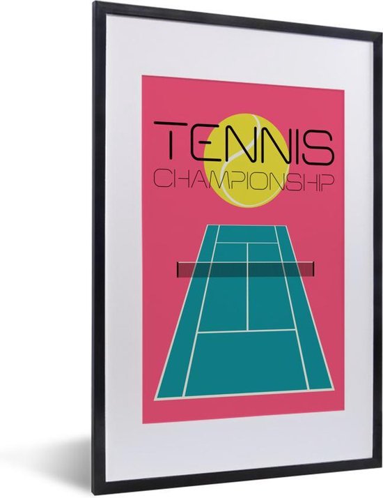 Fotolijst incl. Poster - Tennistekening 'Tennis Championship' met een  tennisbaan op... | bol.com