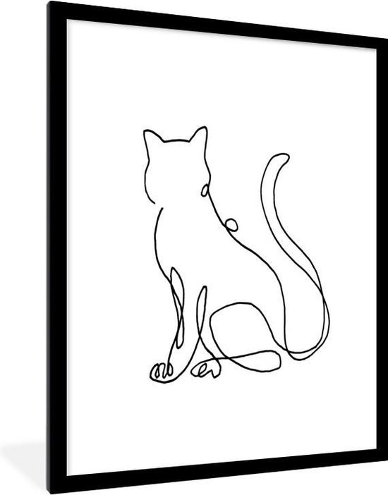 Image encadrée - Illustration d'une ligne de cadre photo chat noir avec  passe-partout... | bol.
