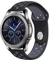 Siliconen Smartwatch bandje - Geschikt voor  Samsung Gear S3 sport band - zwart/grijs - Horlogeband / Polsband / Armband