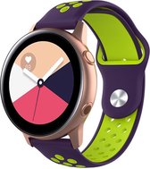 Siliconen Smartwatch bandje - Geschikt voor  Samsung Galaxy Watch Active sport band - paars geel - Horlogeband / Polsband / Armband