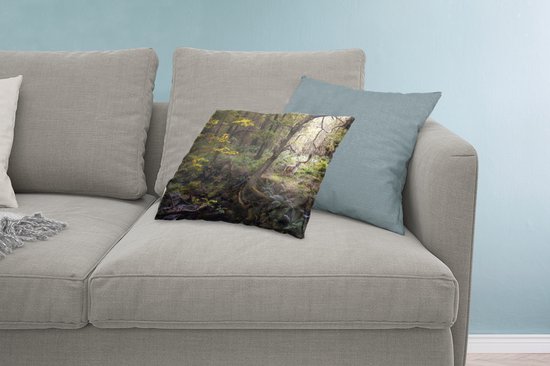 Sierkussen Forest Life pour l'intérieur - Hert in forest - 60x40 cm - coussin intérieur rectangulaire en coton