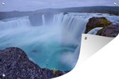 Affiche de jardin grande cascade ronde en Islande 120x80 cm - Toile de jardin / Toile d'extérieur / Peintures pour l'extérieur (décoration de jardin)