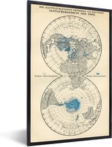 Fotolijst incl. Poster - Gletsjers op vintage wereldkaart - 60x90 cm - Posterlijst
