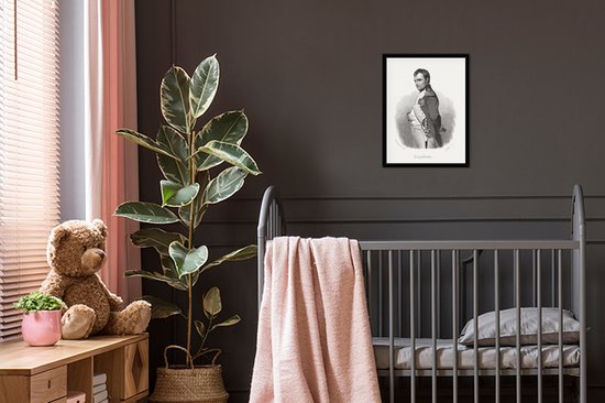 Photo encadrée - Illustration de Napoleon Bonaparte sur fond blanc Cadre photo noir 30x40 cm - Affiche encadrée (Décoration murale salon / chambre)