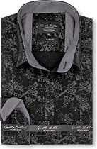 Heren Overhemd - Slim Fit - Geometric universe - Zwart - Maat XL