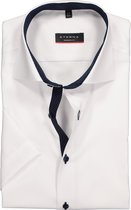 ETERNA modern fit overhemd - korte mouw - heren overhemd fijn Oxford - wit (blauw gestipt contrast) - Strijkvrij - Boordmaat: 42