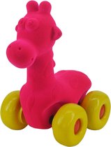 Rubbabu - Dier op wielen - groot - giraffe (roze)