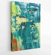 Abstract art background. Oil painting on canvas. Green and blue texture. Fragment of artwork. Spots of oil paint. Brushstrokes of paint. Modern art. Contemporary art. - Moderne schilderijen -