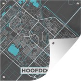 Tuinposters Stadskaart - Hoofddorp - Grijs - Blauw - 50x50 cm - Plattegrond - Tuindoek - Buitenposter