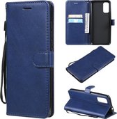 Voor Motorola Moto G60/G40 Fusion Effen Kleur Horizontale Flip Beschermende Lederen Case met Houder & Kaartsleuven & Portemonnee & Fotolijst & Lanyard (Blauw)