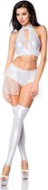 Saresia Top, slip en kousen set -L- Gogo Wit/Zilverkleurig