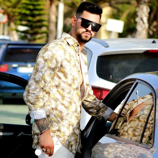 Chemise pour homme - Ornement grec - Beige