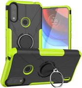 Voor Motorola Moto E7 Power Armor Bear schokbestendige pc + TPU-beschermhoes met ringhouder (groen)
