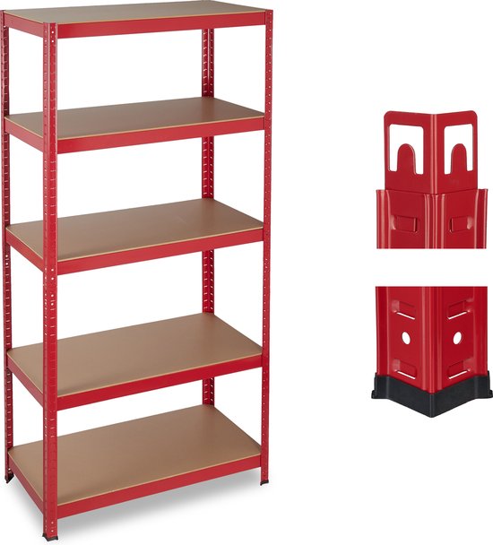 Set de 2 Estanterías Carga Pesada Galvanizada, 875 kg, 180x90x45 cm, 5