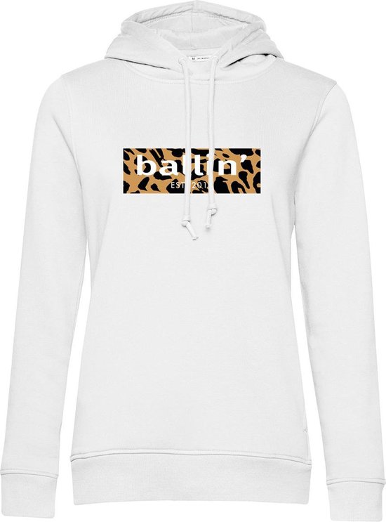 Dames Hoodies met Ballin Est. 2013 Panter Block Hoodie Print - Wit - Maat M