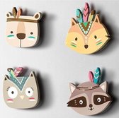 2 STUKS Kleuterschool Thuis Kinderkamer Leuke Vos Panda Muurstickers Decoratieve Houten Bord Schilderen (Willekeurige Stijl Levering)