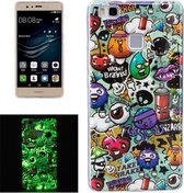 Voor Huawei P9 Lite Noctilucent Rubbish Pattern IMD Vakmanschap Zachte TPU Cover Case