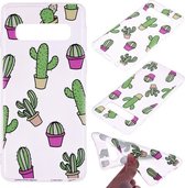 Voor Galaxy S10 Plus gekleurd tekeningpatroon zeer transparant TPU beschermhoes (cactus)