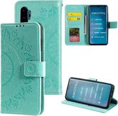 Voor Xiaomi Mi Note 10 Totem Bloem Reliëf Horizontale Flip TPU + PU lederen tas met houder & kaartsleuven & portemonnee (groen)