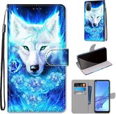 Voor OPPO A53 4G (2020) / A53s / A32 / A33 (2020) Gekleurde tekening Cross Texture Horizontale flip PU lederen tas met houder & kaartsleuven & portemonnee & lanyard (Dick Rose Wolf)