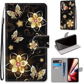 Voor OPPO Realme 5 / 5s / 5i / C3 / C3i / 6i / Narzo10 / 10A / 20A Gekleurde tekening Cross Texture Horizontale flip PU lederen tas met houder & kaartsleuven & portemonnee & lanyard (Gold Dia