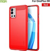 Voor OnePlus 9R MOFI Gentleness-serie geborstelde textuur koolstofvezel zachte TPU-hoes (rood)