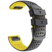 Voor Garmin Fenix 6 tweekleurige siliconen ronde gat Quick Release vervangende riem horlogeband (zwart geel)
