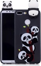 Voor Huawei Honor 9 Lite schokbestendig Cartoon TPU beschermhoes (drie panda's)