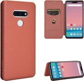 Voor LG Style 3 L-41 Carbon Fiber Texture Magnetische Horizontale Flip TPU + PC + PU Leather Case met Card Slot (Brown)