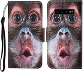 Voor Samsung Galaxy S10 Gekleurde Tekening Patroon Horizontale Flip Leren Case met Houder & Kaartsleuven & Portemonnee & Lanyard (Orang-oetan)