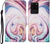 Voor Samsung Galaxy S20 Ultra Gekleurde Tekening Patroon Horizontale Flip Leren Case met Houder & Kaartsleuven & Portemonnee & Lanyard (Whirlpool Marmer)
