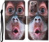 Voor Samsung Galaxy Note20 Ultra Gekleurde Tekening Patroon Horizontale Flip Leren Case met Houder & Kaartsleuven & Portemonnee & Lanyard (Orang-oetan)