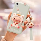 Lovely Pig Full Package Anti Falling Silicone Sleeve voor iPhone XR (groen)