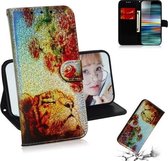 Voor Sony Xperia 10 Gekleurd tekeningpatroon Kleurrijke magnetische gesp Horizontale flip PU lederen tas met houder & kaartsleuven & portemonnee & lanyard (Tiger Rose)