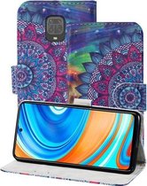 Voor Xiaomi Redmi Note 9 Pro 3D-schilderijpatroon Gekleurde tekening Horizontale flip PU-lederen hoes met houder & kaartsleuven & portemonnee & lanyard (olieverfschilderij Mandala)