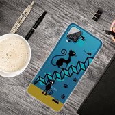 Voor Samsung Galaxy A12 schokbestendig geverfd transparant TPU beschermhoes (trapkat)