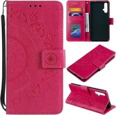 Voor Huawei nova 5 Totem Bloem Reliëf Horizontale Flip TPU + PU lederen tas met houder & kaartsleuven & portemonnee (rood)